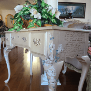 A table with flowers on top of it